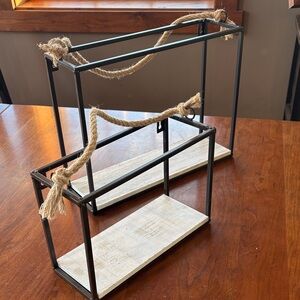 Rustic Metal and Wood Hanging Shelves